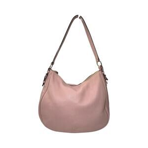 Kate Spade New York Pink Leather Shoulder Bag Gold Hardware Striped Lining